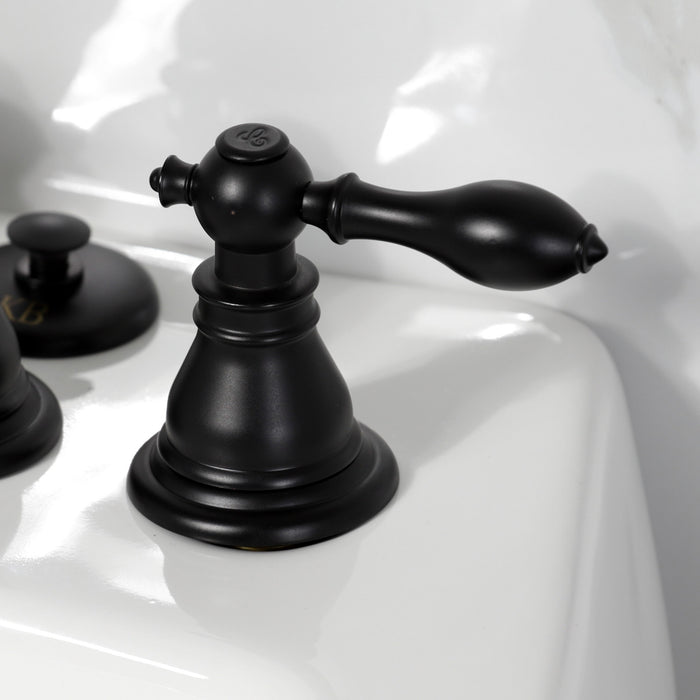 American Classic KB320ACL Three-Handle Deck Mount Vertical Spray Bidet Faucet with Brass Pop-Up, Matte Black