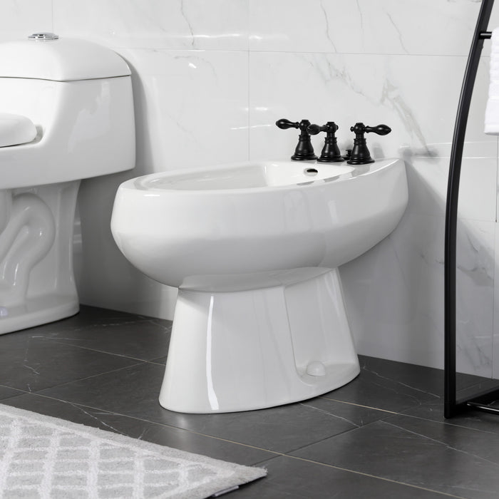 American Classic KB320ACL Three-Handle Deck Mount Vertical Spray Bidet Faucet with Brass Pop-Up, Matte Black