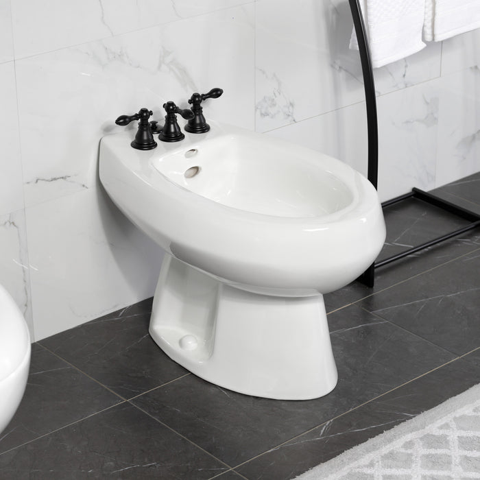 American Classic KB320ACL Three-Handle Deck Mount Vertical Spray Bidet Faucet with Brass Pop-Up, Matte Black