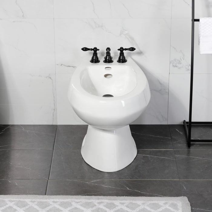 American Classic KB320ACL Three-Handle Deck Mount Vertical Spray Bidet Faucet with Brass Pop-Up, Matte Black