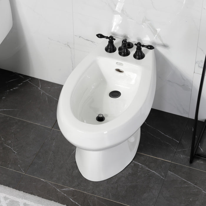 American Classic KB320ACL Three-Handle Deck Mount Vertical Spray Bidet Faucet with Brass Pop-Up, Matte Black