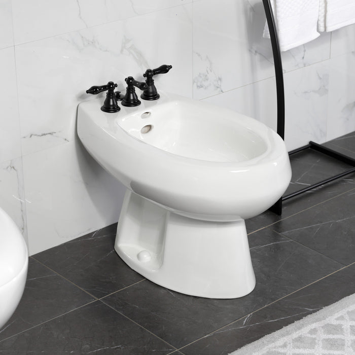 Kingston Heirloom KB320AKL - Duchess Three-Handle Deck Mount Vertical Spray Bidet Faucet with Brass Pop-Up, Matte Black