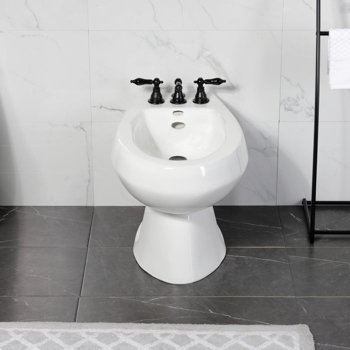 Kingston Heirloom KB320AKL - Duchess Three-Handle Deck Mount Vertical Spray Bidet Faucet with Brass Pop-Up, Matte Black