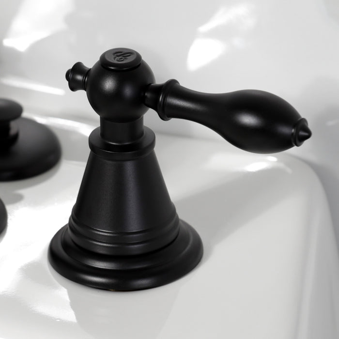 Kingston Heirloom KB320AL - Victorian Three-Handle Deck Mount Vertical Spray Bidet Faucet with Brass Pop-Up, Matte Black