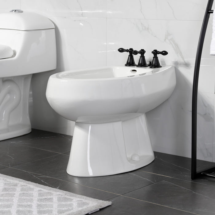 Kingston Heirloom KB320AL - Victorian Three-Handle Deck Mount Vertical Spray Bidet Faucet with Brass Pop-Up, Matte Black