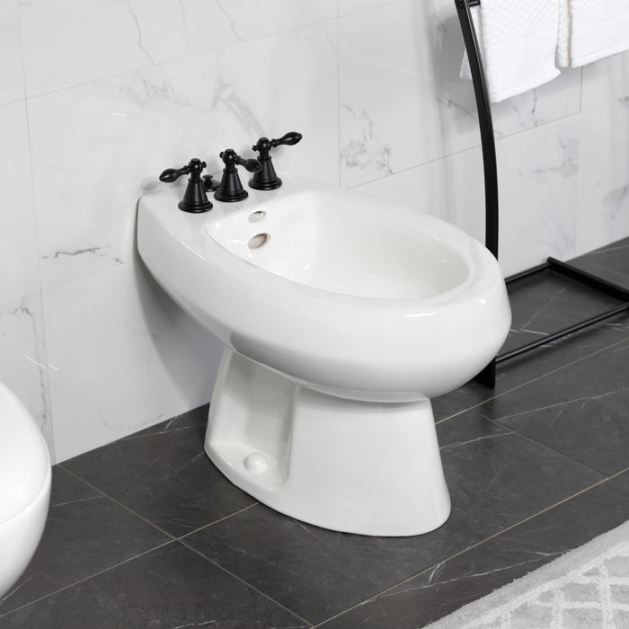 Kingston Heirloom KB320AL - Victorian Three-Handle Deck Mount Vertical Spray Bidet Faucet with Brass Pop-Up, Matte Black