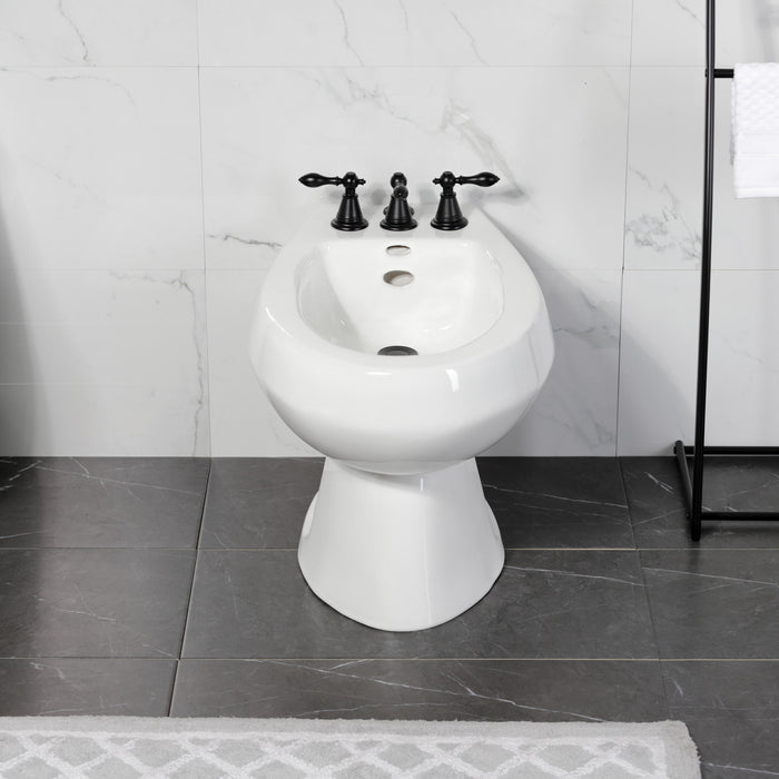 Kingston Heirloom KB320AL - Victorian Three-Handle Deck Mount Vertical Spray Bidet Faucet with Brass Pop-Up, Matte Black