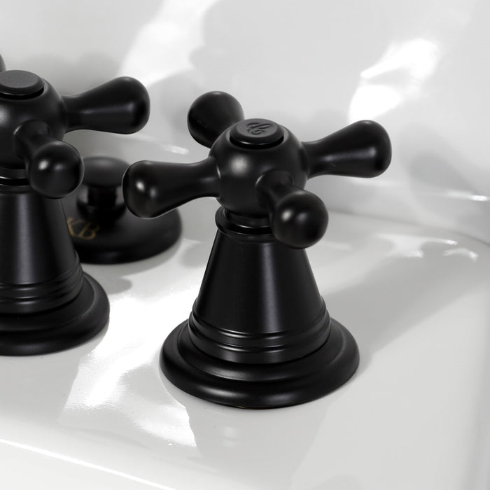 Kingston Heirloom KB320AX - Victorian Three-Handle Deck Mount Vertical Spray Bidet Faucet with Brass Pop-Up, Matte Black