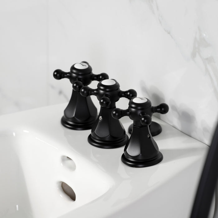 Kingston Heirloom KB320BX - Metropolitan Three-Handle Deck Mount Vertical Spray Bidet Faucet with Brass Pop-Up, Matte Black