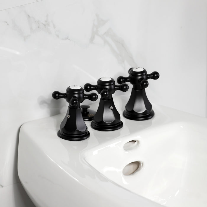 Kingston Heirloom KB320BX - Metropolitan Three-Handle Deck Mount Vertical Spray Bidet Faucet with Brass Pop-Up, Matte Black