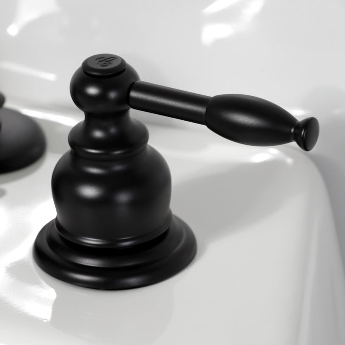 Kingston Heirloom KB320KL - Knight Three-Handle Deck Mount Vertical Spray Bidet Faucet with Brass Pop-Up, Matte Black