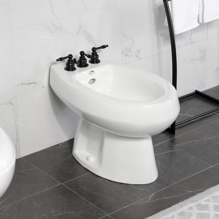 Kingston Heirloom KB320KL - Knight Three-Handle Deck Mount Vertical Spray Bidet Faucet with Brass Pop-Up, Matte Black