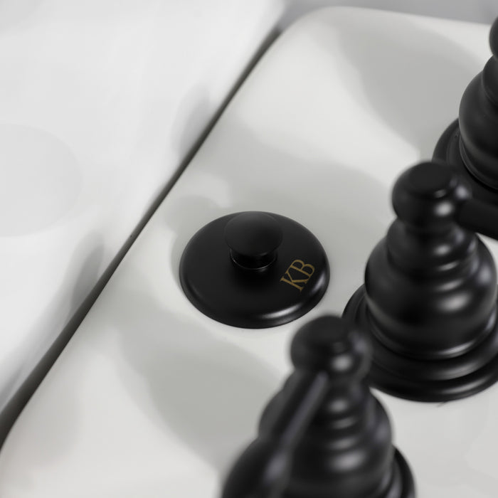 Kingston Heirloom KB320KL - Knight Three-Handle Deck Mount Vertical Spray Bidet Faucet with Brass Pop-Up, Matte Black