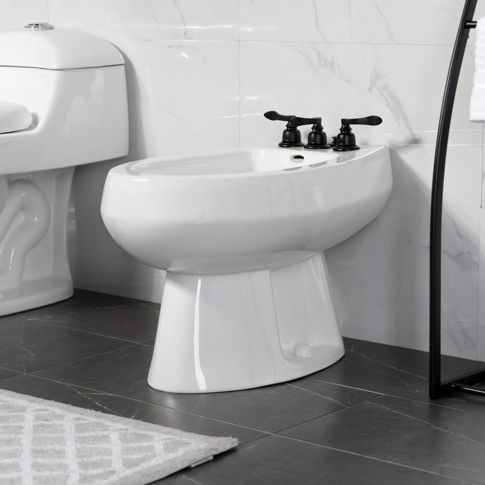 Kingston Tulare KB320NFL - NuWave French Three-Handle Deck Mount Vertical Spray Bidet Faucet with Brass Pop-Up, Matte Black