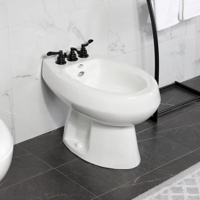 Kingston Tulare KB320NFL - NuWave French Three-Handle Deck Mount Vertical Spray Bidet Faucet with Brass Pop-Up, Matte Black