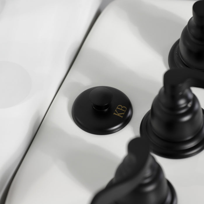 Kingston Tulare KB320NFL - NuWave French Three-Handle Deck Mount Vertical Spray Bidet Faucet with Brass Pop-Up, Matte Black