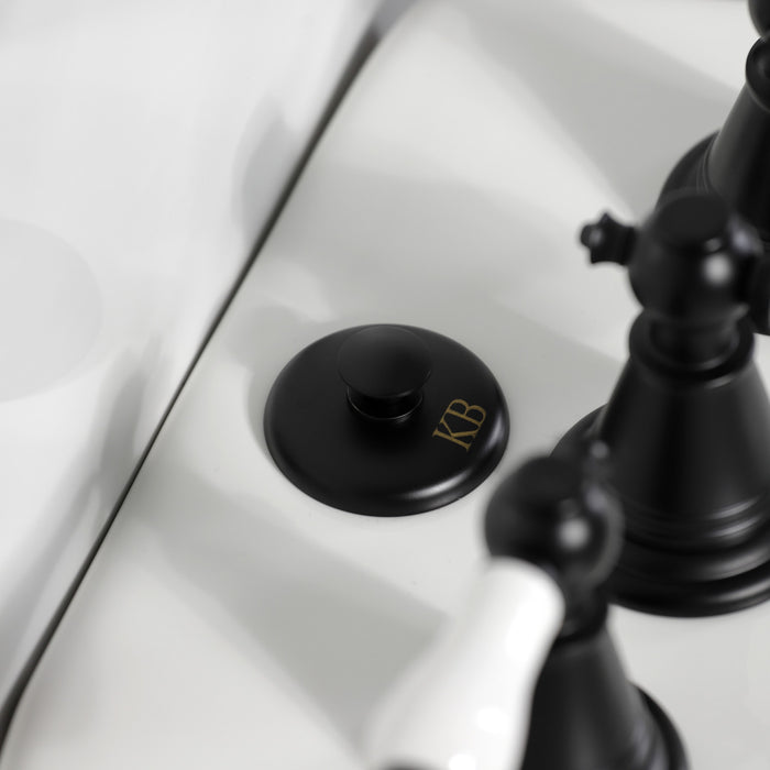 Kingston Heirloom KB320PL - Victorian Three-Handle Deck Mount Vertical Spray Bidet Faucet with Brass Pop-Up, Matte Black