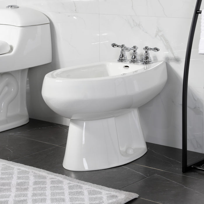 American Classic KB321ACL Three-Handle Deck Mount Vertical Spray Bidet Faucet with Brass Pop-Up, Polished Chrome