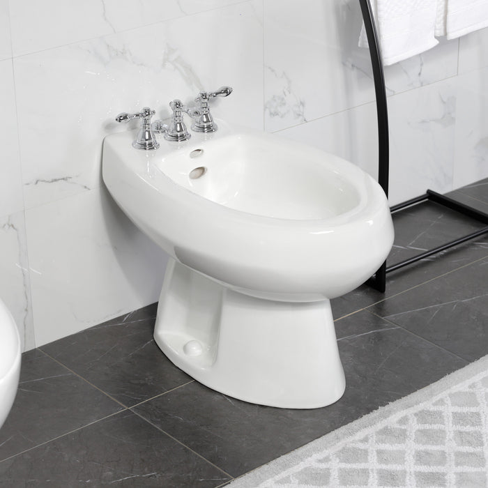 American Classic KB321ACL Three-Handle Deck Mount Vertical Spray Bidet Faucet with Brass Pop-Up, Polished Chrome