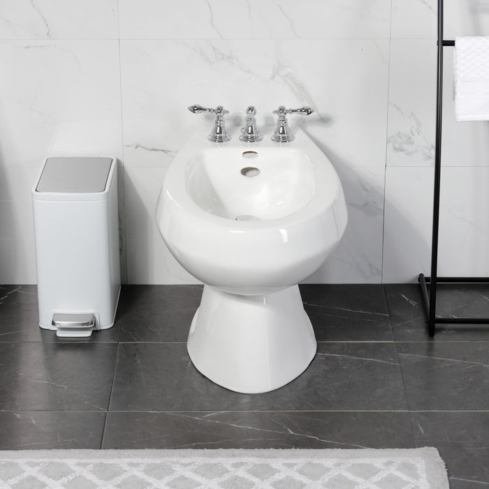 American Classic KB321ACL Three-Handle Deck Mount Vertical Spray Bidet Faucet with Brass Pop-Up, Polished Chrome