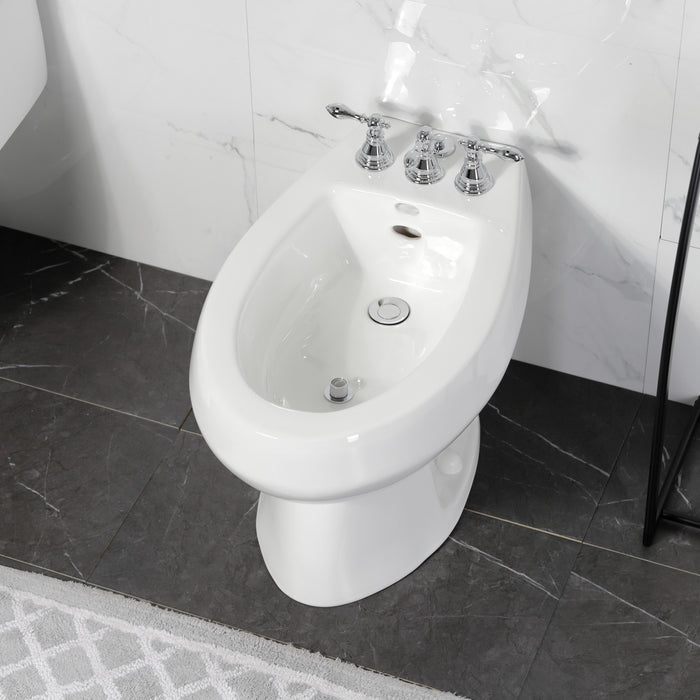 American Classic KB321ACL Three-Handle Deck Mount Vertical Spray Bidet Faucet with Brass Pop-Up, Polished Chrome
