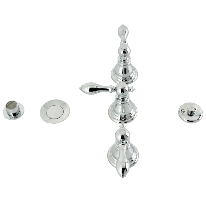 American Classic KB321ACL Three-Handle Deck Mount Vertical Spray Bidet Faucet with Brass Pop-Up, Polished Chrome