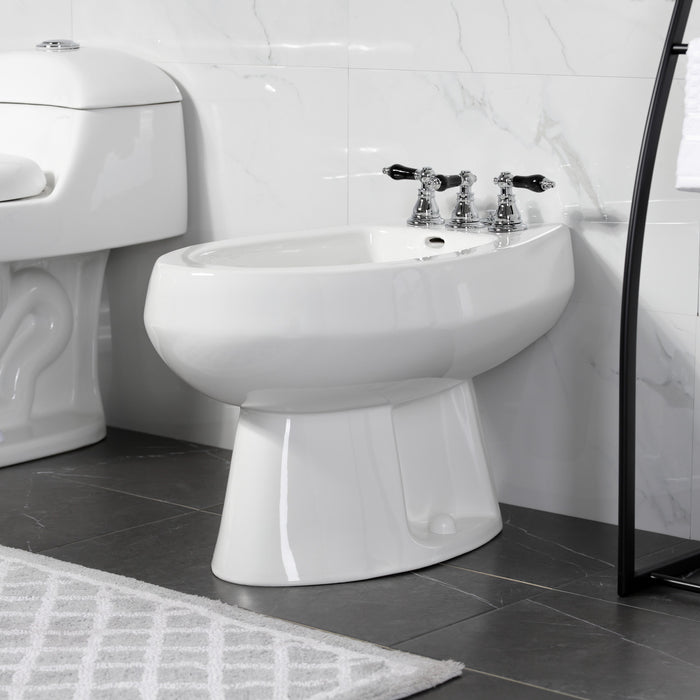 Duchess KB321AKL Three-Handle Deck Mount Vertical Spray Bidet Faucet with Brass Pop-Up, Polished Chrome