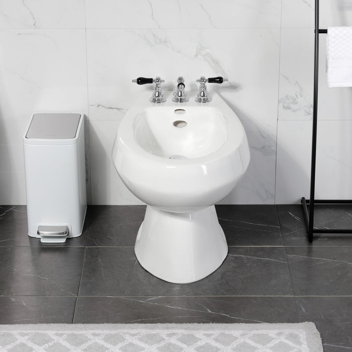 Duchess KB321AKL Three-Handle Deck Mount Vertical Spray Bidet Faucet with Brass Pop-Up, Polished Chrome