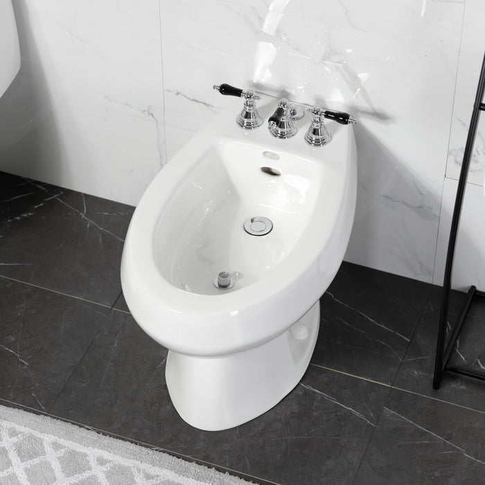 Duchess KB321AKL Three-Handle Deck Mount Vertical Spray Bidet Faucet with Brass Pop-Up, Polished Chrome