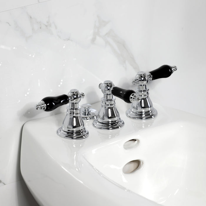 Duchess KB321AKL Three-Handle Deck Mount Vertical Spray Bidet Faucet with Brass Pop-Up, Polished Chrome