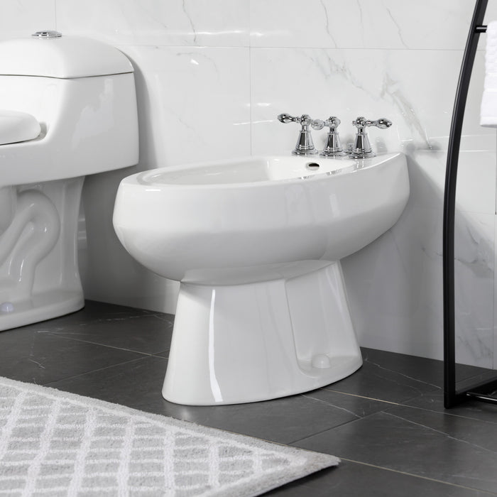 Kingston Heirloom KB321AL - Victorian Three-Handle Deck Mount Vertical Spray Bidet Faucet with Brass Pop-Up, Polished Chrome