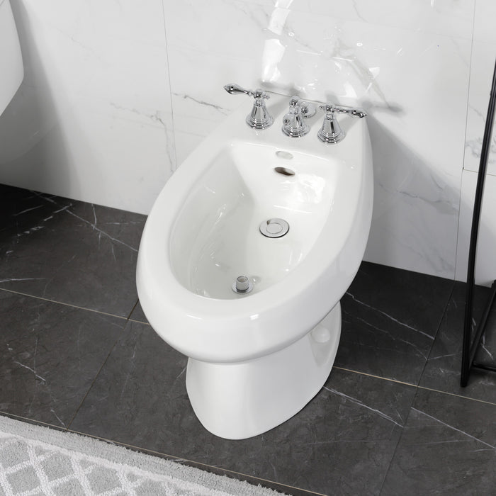 Kingston Heirloom KB321AL - Victorian Three-Handle Deck Mount Vertical Spray Bidet Faucet with Brass Pop-Up, Polished Chrome