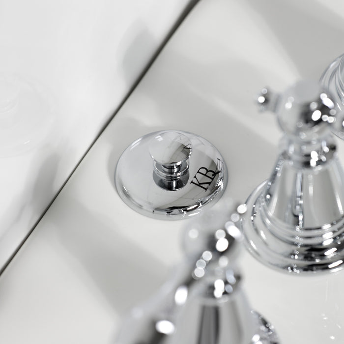 Kingston Heirloom KB321AL - Victorian Three-Handle Deck Mount Vertical Spray Bidet Faucet with Brass Pop-Up, Polished Chrome