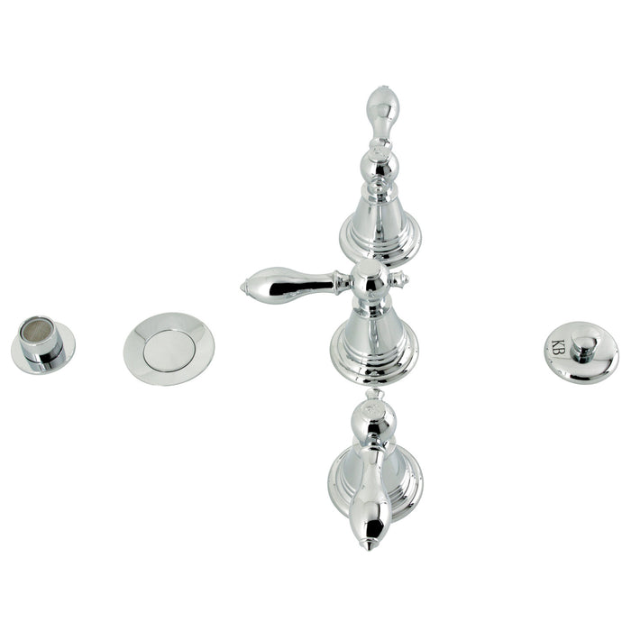 Kingston Heirloom KB321AL - Victorian Three-Handle Deck Mount Vertical Spray Bidet Faucet with Brass Pop-Up, Polished Chrome