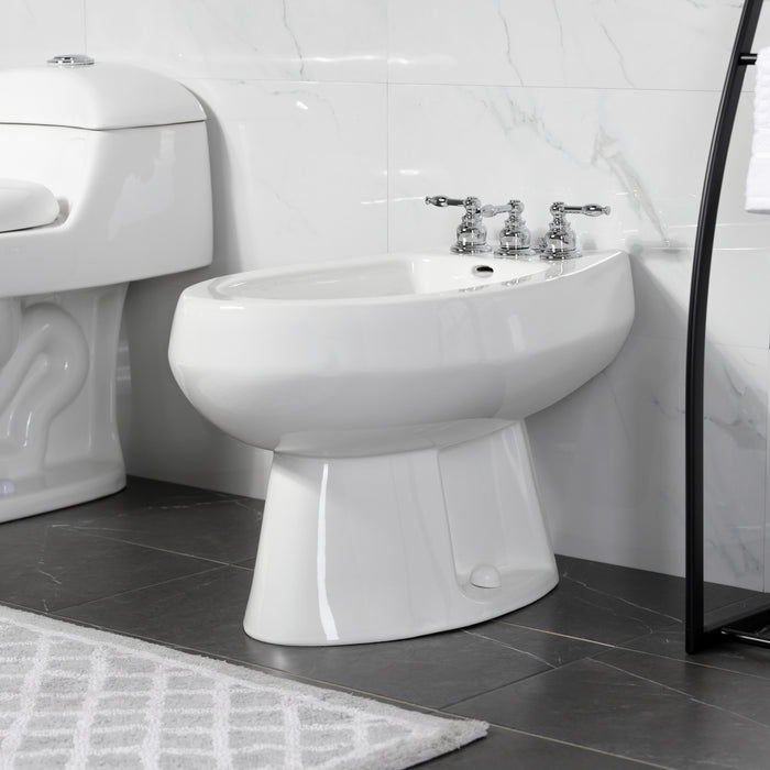 Kingston Heirloom KB321KL - Knight Three-Handle Deck Mount Vertical Spray Bidet Faucet with Brass Pop-Up, Polished Chrome