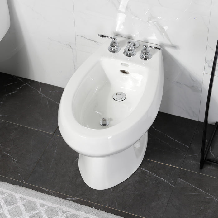 Kingston Heirloom KB321KL - Knight Three-Handle Deck Mount Vertical Spray Bidet Faucet with Brass Pop-Up, Polished Chrome