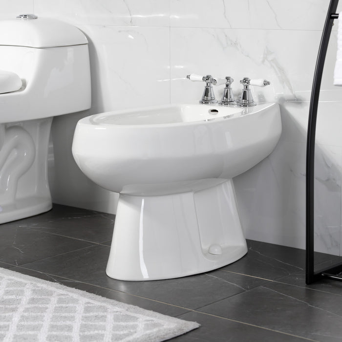 Kingston Heirloom KB321PL - Victorian Three-Handle Deck Mount Vertical Spray Bidet Faucet with Brass Pop-Up, Polished Chrome