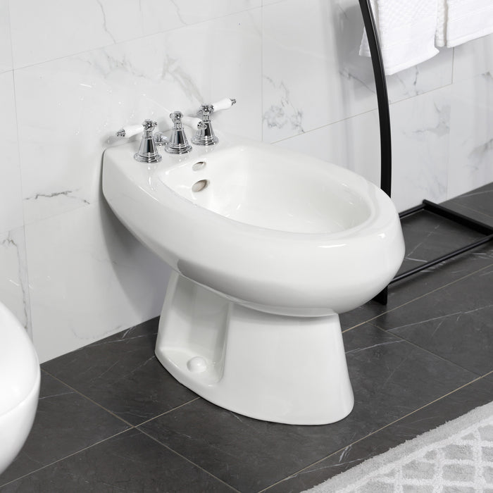 Kingston Heirloom KB321PL - Victorian Three-Handle Deck Mount Vertical Spray Bidet Faucet with Brass Pop-Up, Polished Chrome