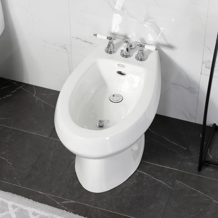 Kingston Heirloom KB321PL - Victorian Three-Handle Deck Mount Vertical Spray Bidet Faucet with Brass Pop-Up, Polished Chrome