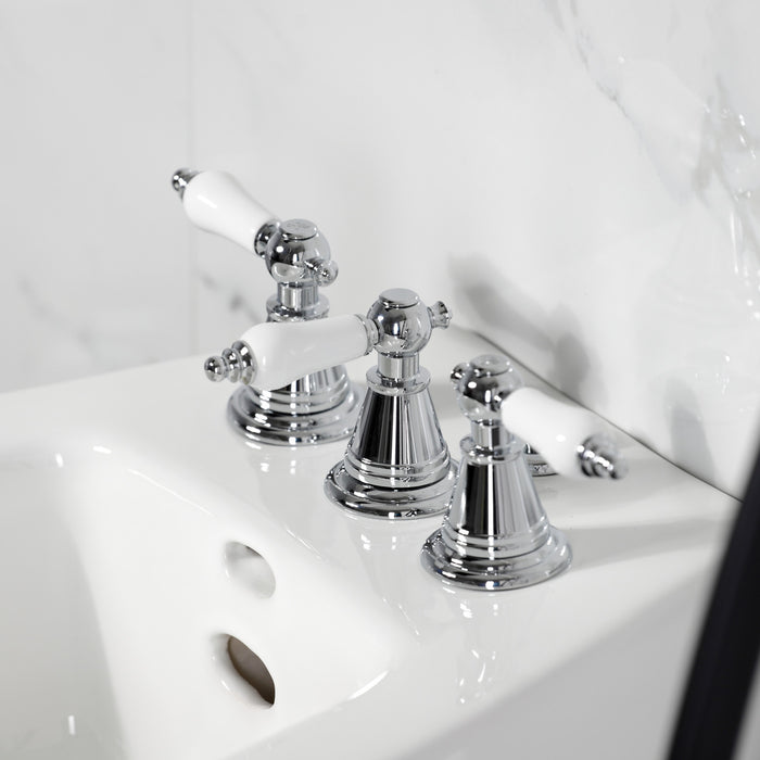 Kingston Heirloom KB321PL - Victorian Three-Handle Deck Mount Vertical Spray Bidet Faucet with Brass Pop-Up, Polished Chrome