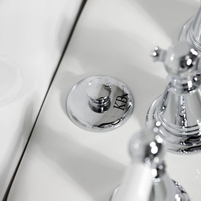 Kingston Heirloom KB321PL - Victorian Three-Handle Deck Mount Vertical Spray Bidet Faucet with Brass Pop-Up, Polished Chrome