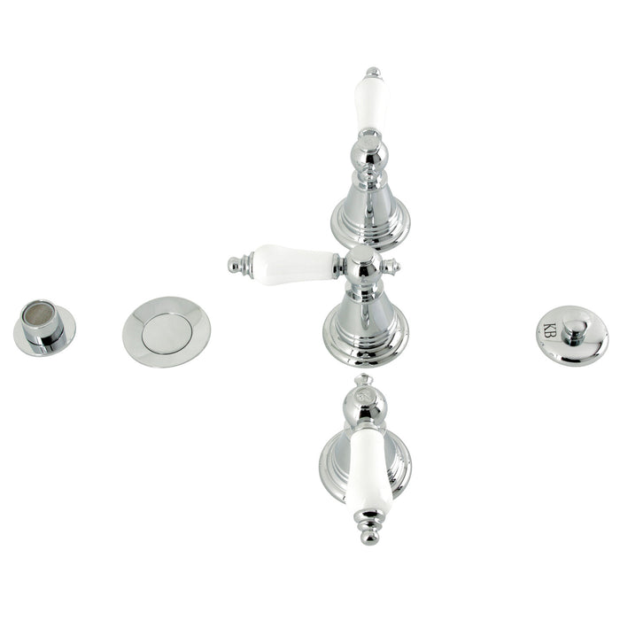 Kingston Heirloom KB321PL - Victorian Three-Handle Deck Mount Vertical Spray Bidet Faucet with Brass Pop-Up, Polished Chrome