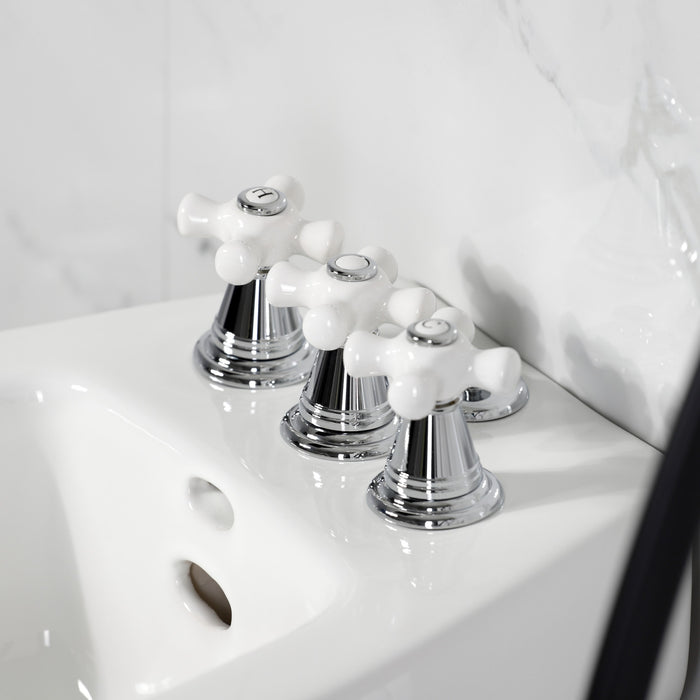Kingston Heirloom KB321PX - Victorian Three-Handle Deck Mount Vertical Spray Bidet Faucet with Brass Pop-Up, Polished Chrome