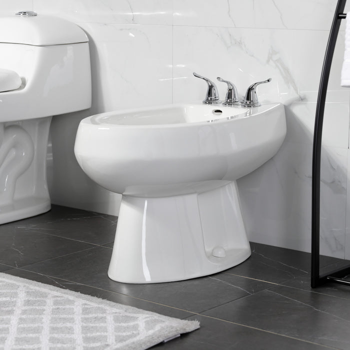 Kingston Tulare KB321YL - Royale Three-Handle Deck Mount Vertical Spray Bidet Faucet with Brass Pop-Up, Polished Chrome