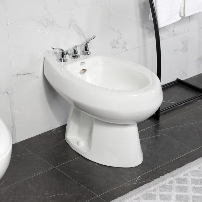 Kingston Tulare KB321YL - Royale Three-Handle Deck Mount Vertical Spray Bidet Faucet with Brass Pop-Up, Polished Chrome