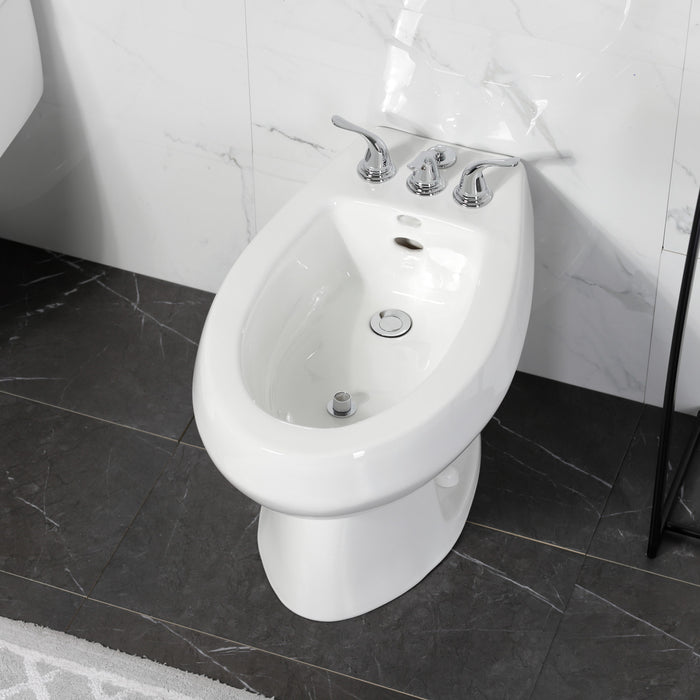 Kingston Tulare KB321YL - Royale Three-Handle Deck Mount Vertical Spray Bidet Faucet with Brass Pop-Up, Polished Chrome