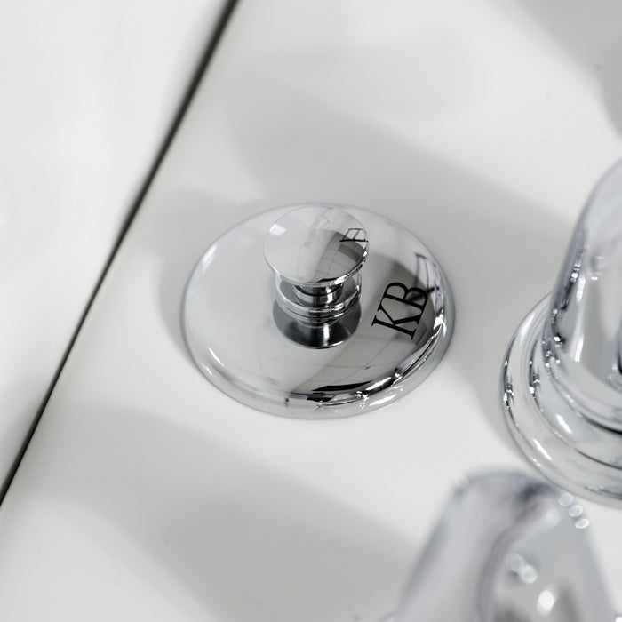 Kingston Tulare KB321YL - Royale Three-Handle Deck Mount Vertical Spray Bidet Faucet with Brass Pop-Up, Polished Chrome