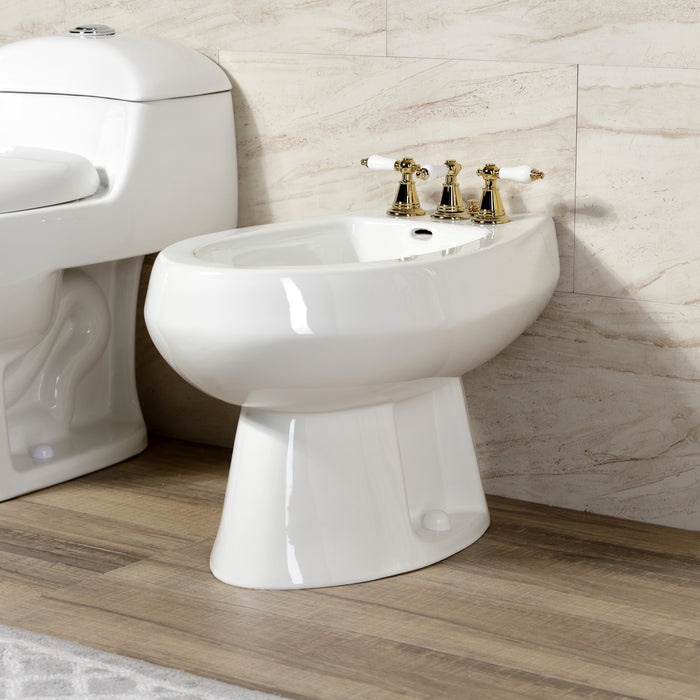 Kingston Heirloom KB322PL - Victorian Three-Handle Deck Mount Vertical Spray Bidet Faucet with Brass Pop-Up, Polished Brass