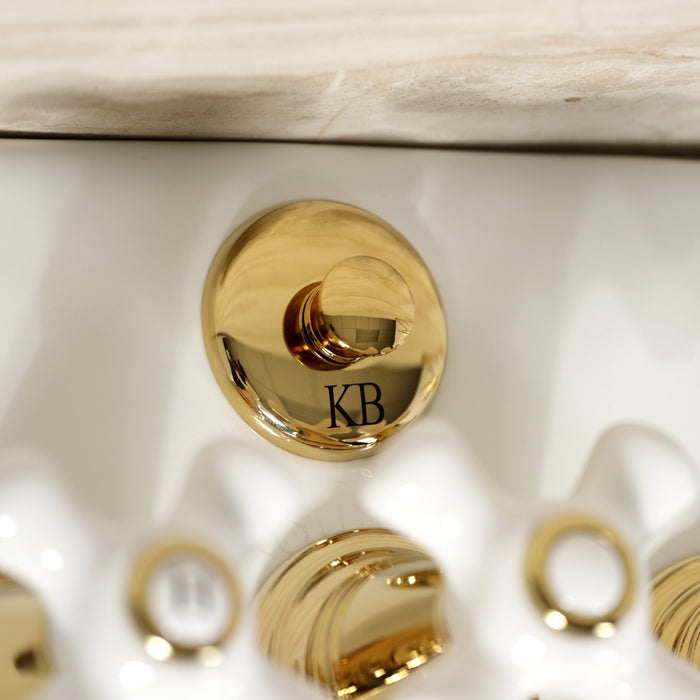 Kingston Heirloom KB322PX - Victorian Three-Handle Deck Mount Vertical Spray Bidet Faucet with Brass Pop-Up, Polished Brass