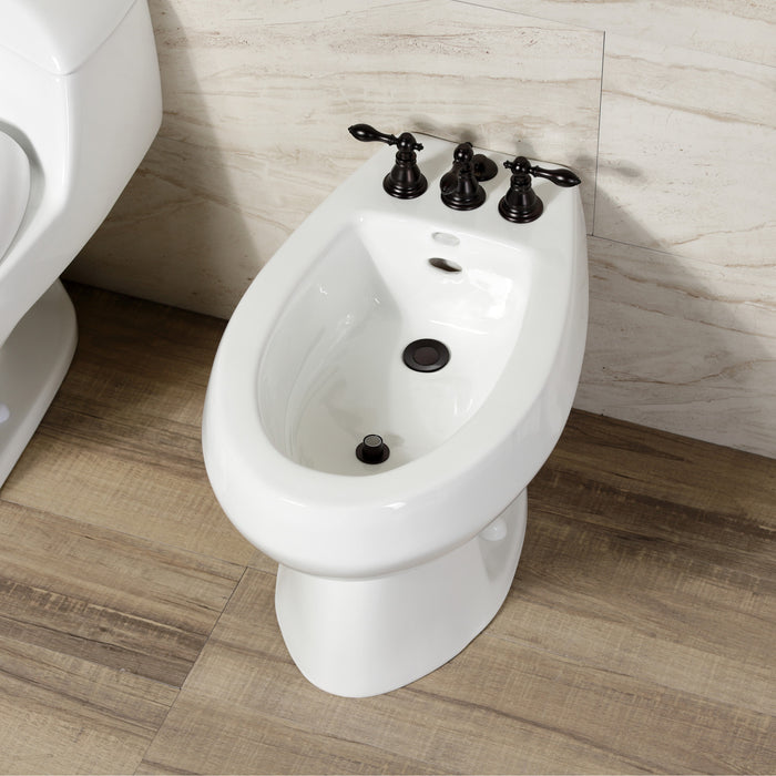 Kingston Heirloom KB325ACL - American Classic Three-Handle Deck Mount Vertical Spray Bidet Faucet with Brass Pop-Up, Oil Rubbed Bronze